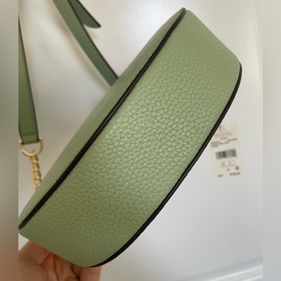 NWT Michael Kors Jet Set Small Half Dome Crossbody Leather Bag Green $198 - Picture 9 of 11